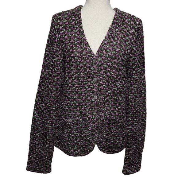 Charter Club Womens Knit Cardigan Sweater Pockets‎ Multicolor Wool Blend Size L - Picture 1 of 15